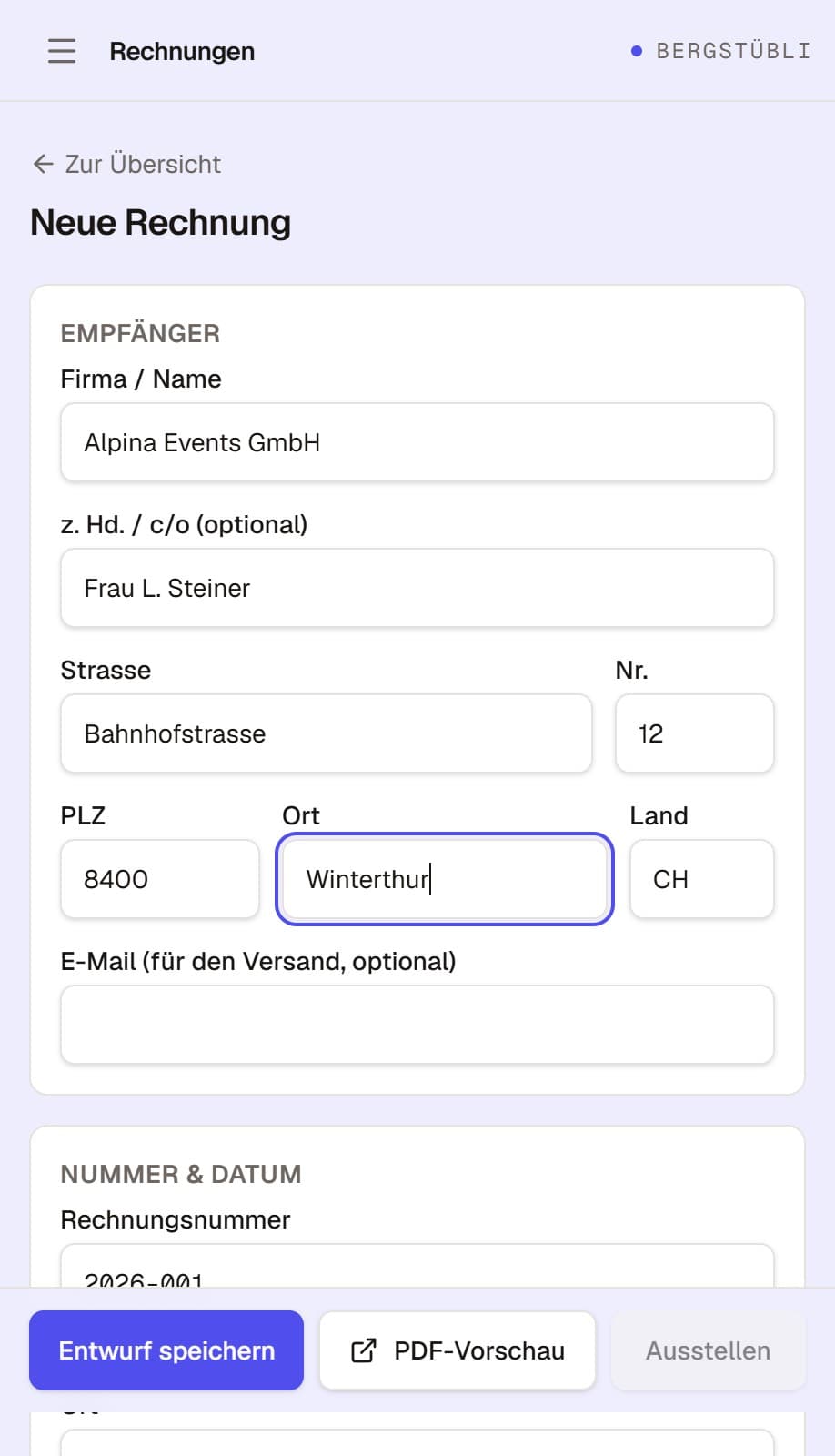 Mobile Rechnungserstellung in Gastrobrand